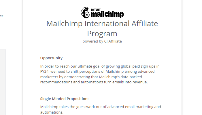 Mailchimp Affiliate Program